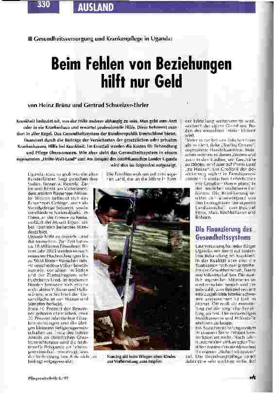 Vorschauseite 1: Beim Fehlen von Beziehungen hilft nur Geld Gesundheitsversorgung und Krankenpflege in Uganda