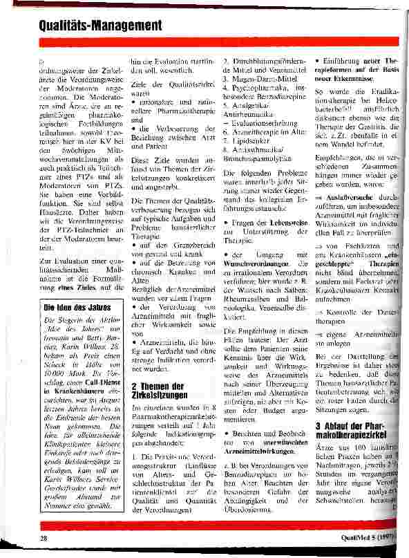 Vorschauseite 2: Evaluation der Pharmakotherapiezirkel in der KV Hessen 1995/96 Qualitätssicherung durch Pharmakotherapiezirkel - Evaluation von 8 Pharmakotherapiezirkeln der KVH 1995/96