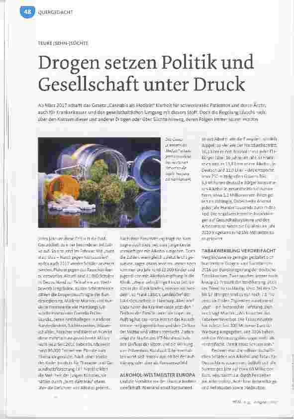Vorschauseite 1: Drogen setzen Politik und Gesellschaft unter Druck
