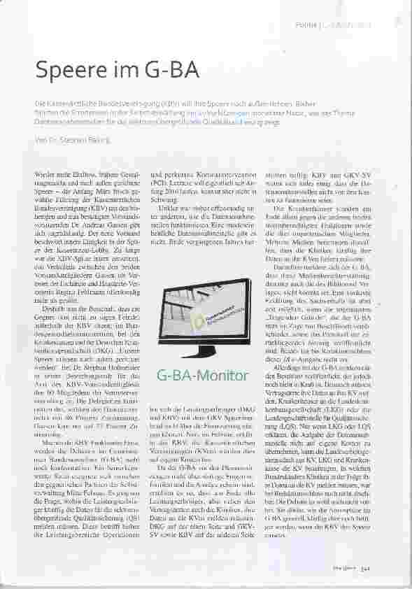 Vorschauseite 1: Speere im G-BA