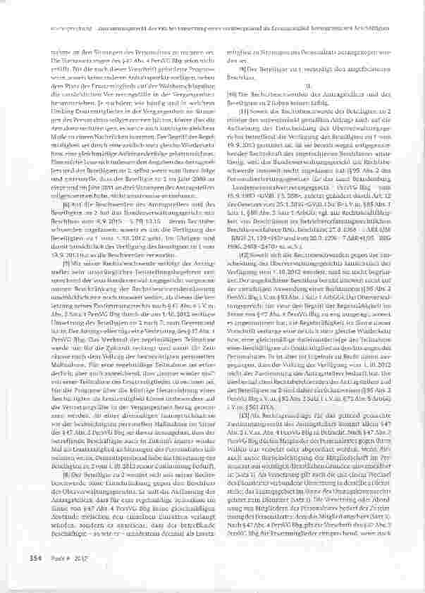 Vorschauseite 2: Zustimmungsrecht des Personalrates bei Umsetzung eines vorübergehend als Ersatzmitglied herangezogenen Beschäftigten