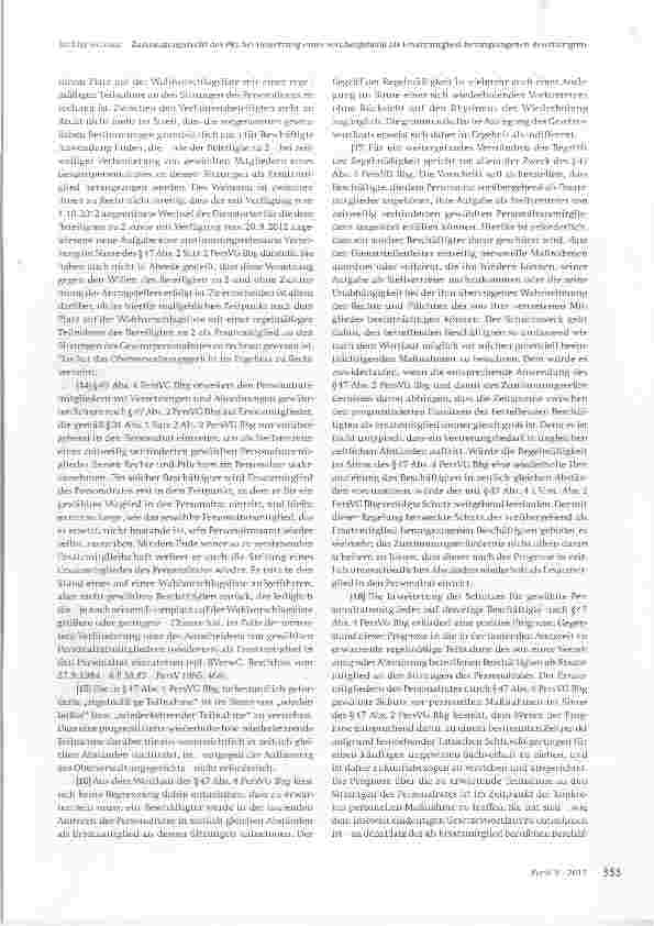 Vorschauseite 3: Zustimmungsrecht des Personalrates bei Umsetzung eines vorübergehend als Ersatzmitglied herangezogenen Beschäftigten