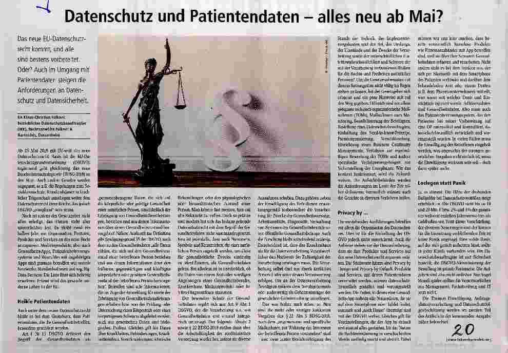Vorschauseite 1: Datenschutz und Patientendaten alles neu ab Mai?