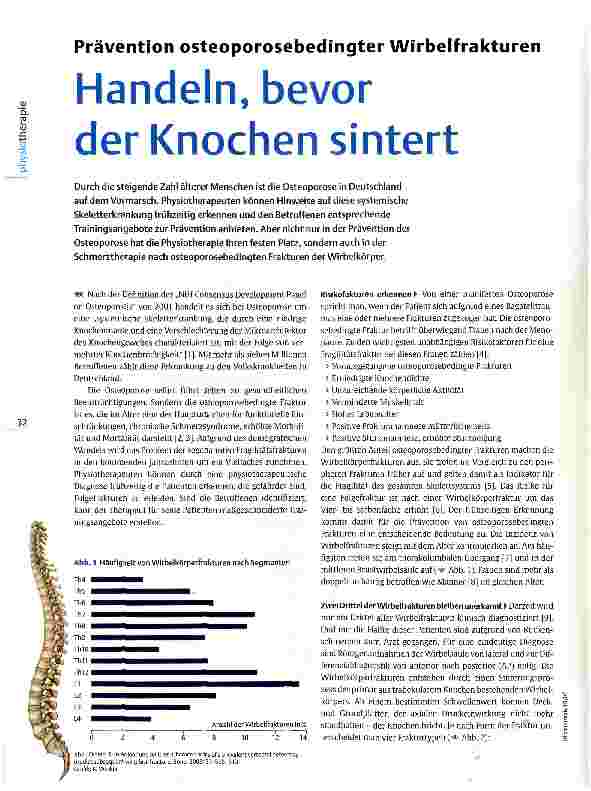 Vorschauseite 1: Prävention osteoporosebedingter Wirbelfrakturen Handeln, bevor der Knochen sintert