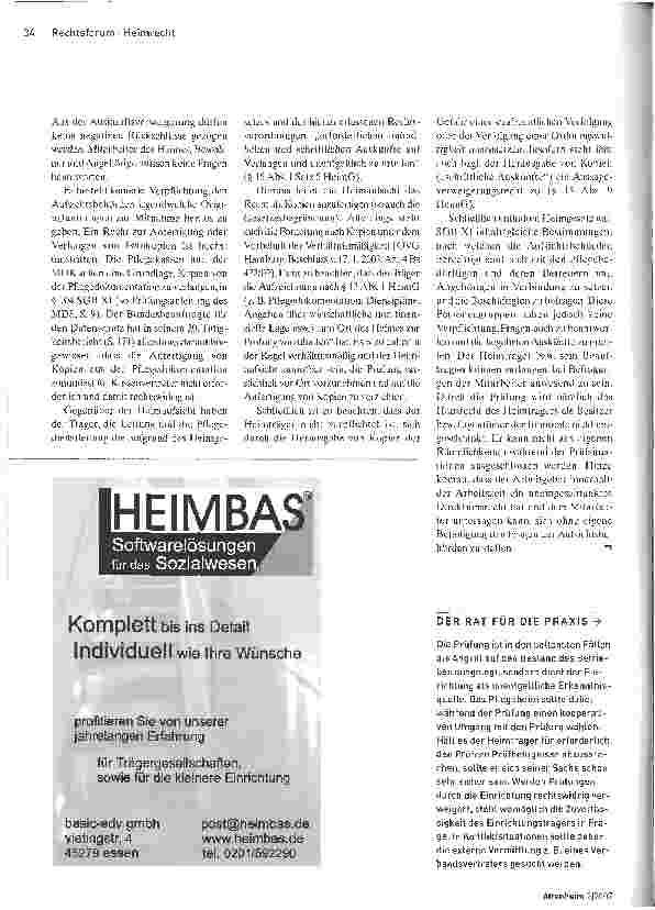 Vorschauseite 2: Was dürfen die Prüfer-was nicht? - Zu den Prüfbefugnissen von Heimaufsicht und MDK
