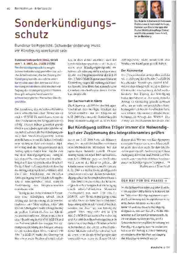 Vorschauseite 1: Sonderkündigungsschutz