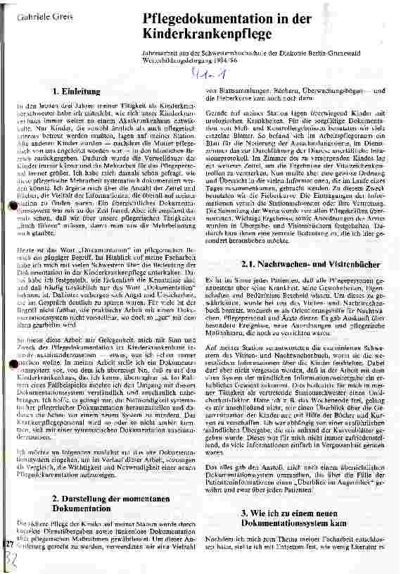 Vorschauseite 1: Pflegedokumentation in der Kinderkrankenpflege