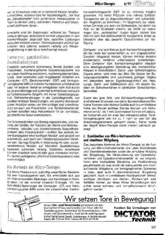 Vorschauseite 2: Mikro-Therapie und High-Tech für eine sanfte und ökologische Medizin