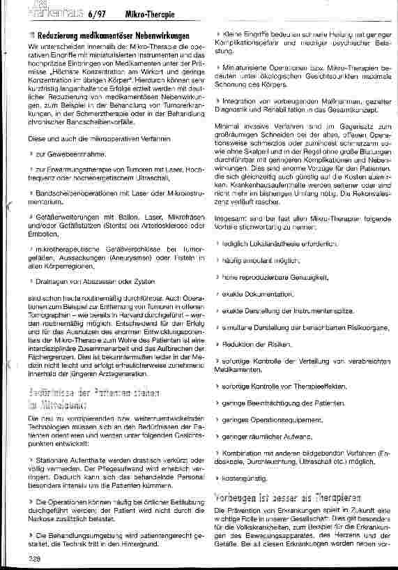 Vorschauseite 3: Mikro-Therapie und High-Tech für eine sanfte und ökologische Medizin