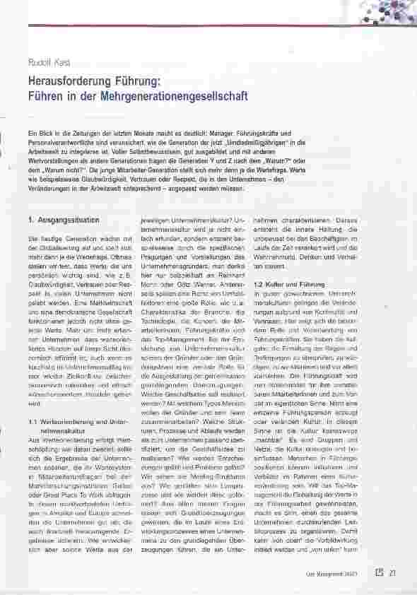 Vorschauseite 1: Herausforderung Führung: Führen in der Mehrgenerationengesellschaft
