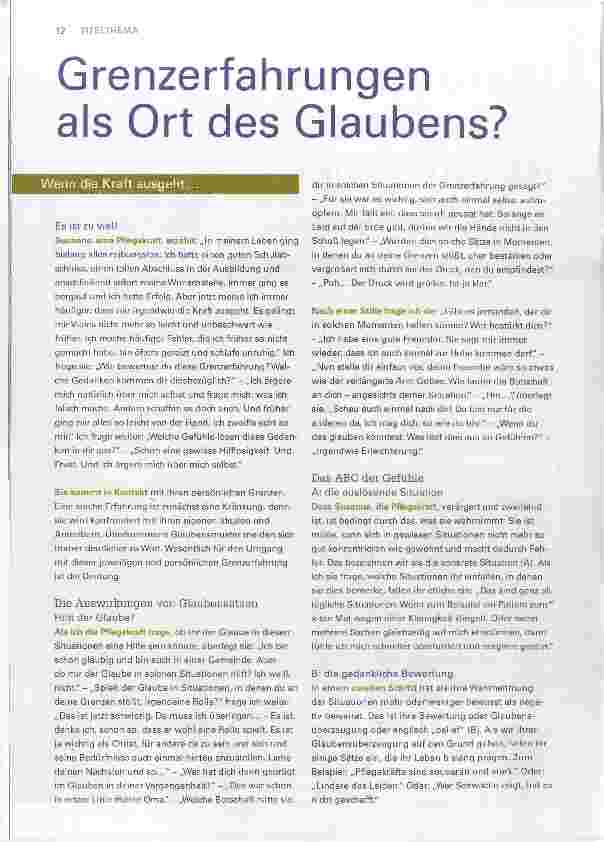 Vorschauseite 1: Grenzerfahrungen als Ort des Glaubens?