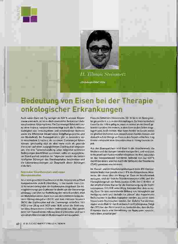 Vorschauseite 1: Bedeutung von Eisen bei der Therapie onkologischer Erkrankungen
