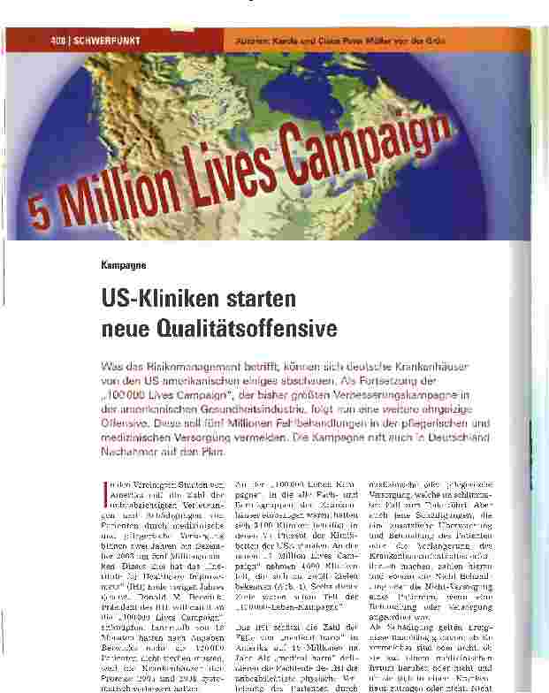 Vorschauseite 1: US-Kliniken starten neue Qualitätsoffensive