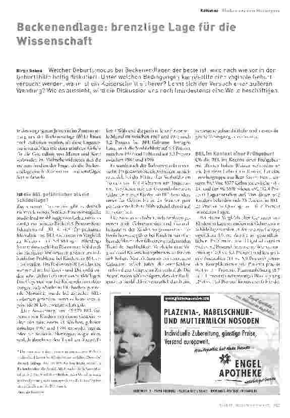 Vorschauseite 1: Beckenendlage: brenzlige Lage für die Wissenschaft
