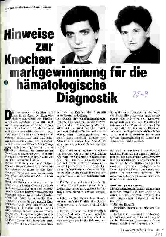 Vorschauseite 1: Hinweise zur Knochenmarkgewinnung für die hämatologische Diagnostik