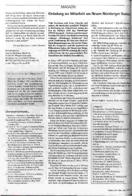 Vorschauseite 2: Wie sollen wir mit Patienten im Wachkoma umgehen? Stellungnahme der Pflegenden im Forum zukunftsfähige Ethik