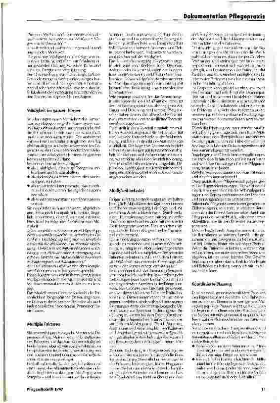 Vorschauseite 2: I. Belastungen der Krebskranken und der Pflegenden Müdigkeitsund Erschöpfungssyndrom