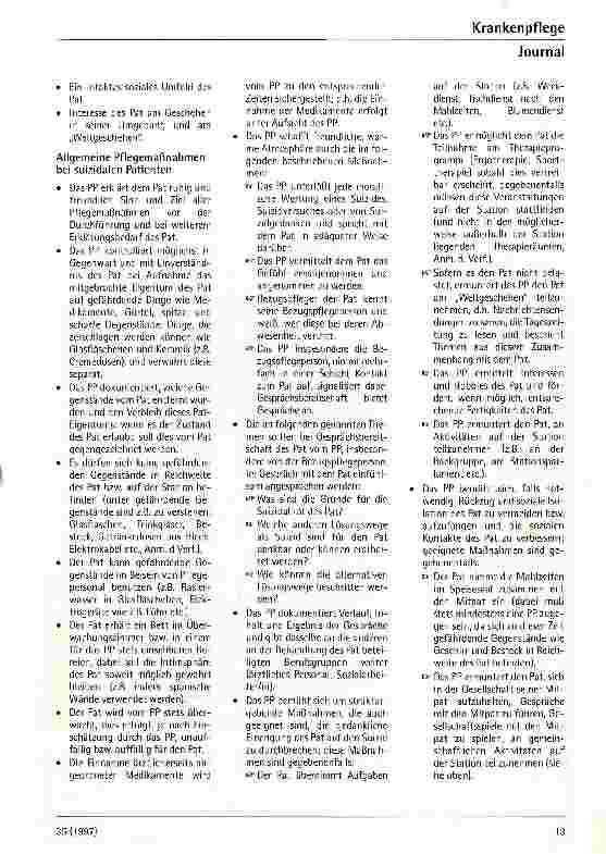 Vorschauseite 2: Pflegestandard zur Pflege suizidaler Patienten
