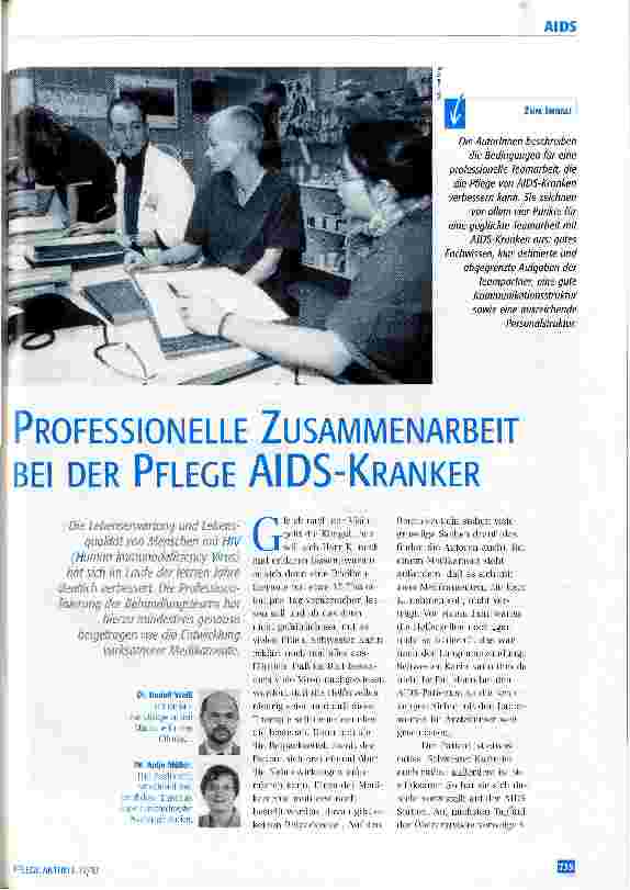 Vorschauseite 1: Professionelle Zusammenarbeit bei der Pflege AIDS-Kranker