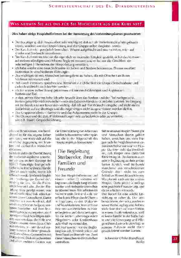 Vorschauseite 3: Situationsbericht zur Hospizarbeit in Berlin-Zehlendorf