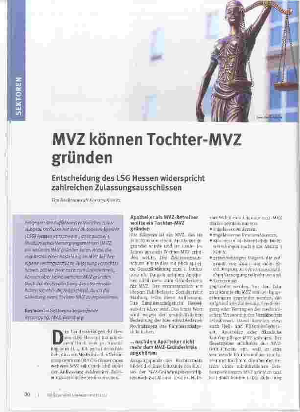 Vorschauseite 1: MVZ können Tochter-MVZ gründen