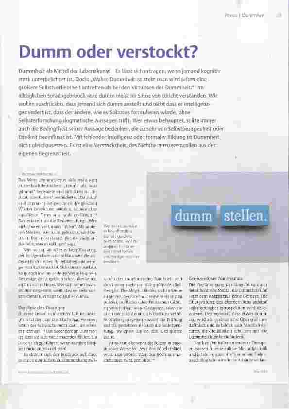 Vorschauseite 1: Dumm oder verstockt?