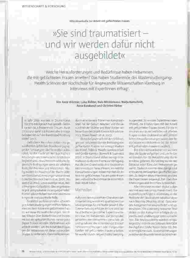 Vorschauseite 1: »Sie sind traumatisiert und wir werden dafür nicht ausgebildet«