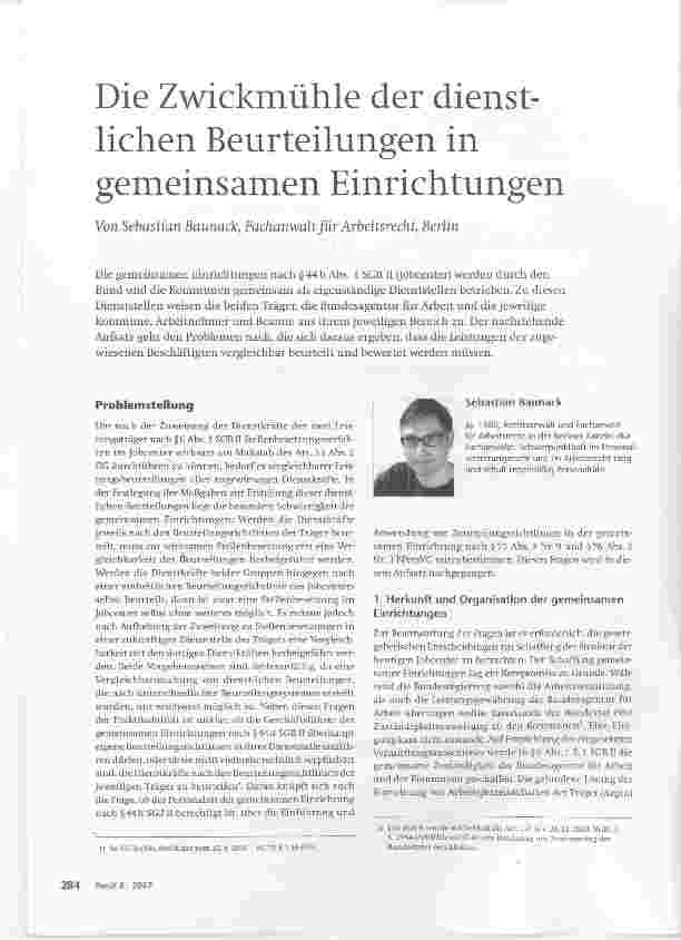 Vorschauseite 1: Die Zwickmühle der dienstlichen Beurteilungen in gemeinsamen Einrichtungen