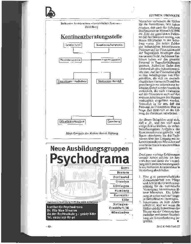 Vorschauseite 3: Eine Kontinenzberatungsstelle mit Modellcharakter Bethanien-Krankenhaus, Geriatrisches Zentrum Heidelberg