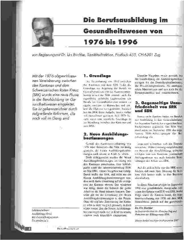 Vorschauseite 1: Die Berufsausbildung im Gesundheitswesen von 1976 - 1996