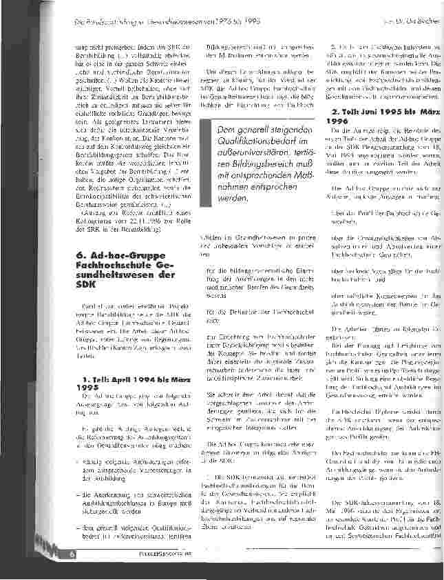 Vorschauseite 3: Die Berufsausbildung im Gesundheitswesen von 1976 - 1996