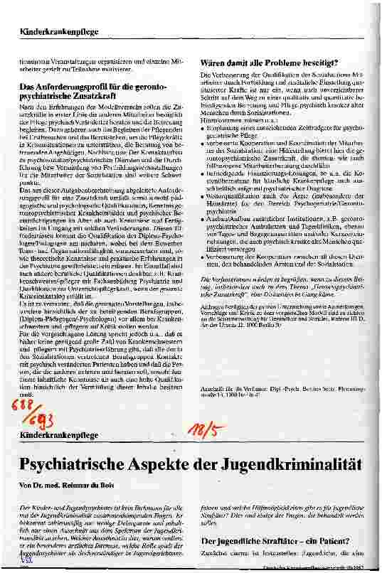 Vorschauseite 1: Psychiatrische Aspekte der Jugendkriminalität