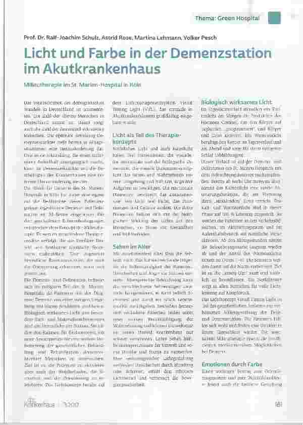 Vorschauseite 1: Licht und Farbe in der Demenzstation im Akutkrankenhaus