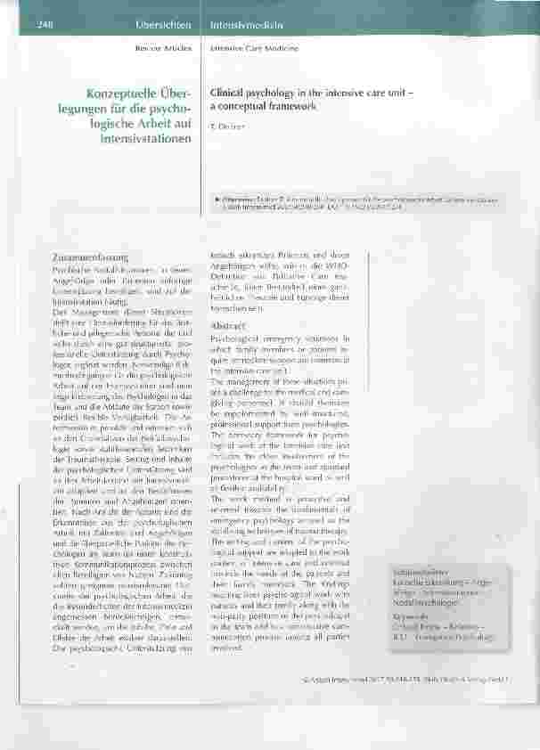 Vorschauseite 1: Konzeptuelle Überlegungen für die psychologische Arbeit auf