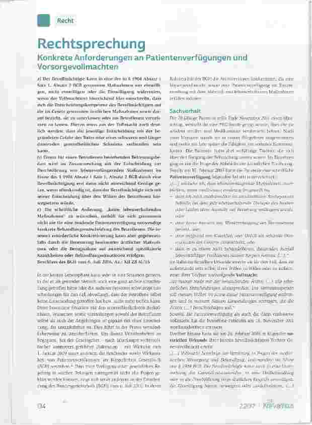 Vorschauseite 1: Konkrete Anforderungen an Patientenverfügungen und Vorsorgevollmachten