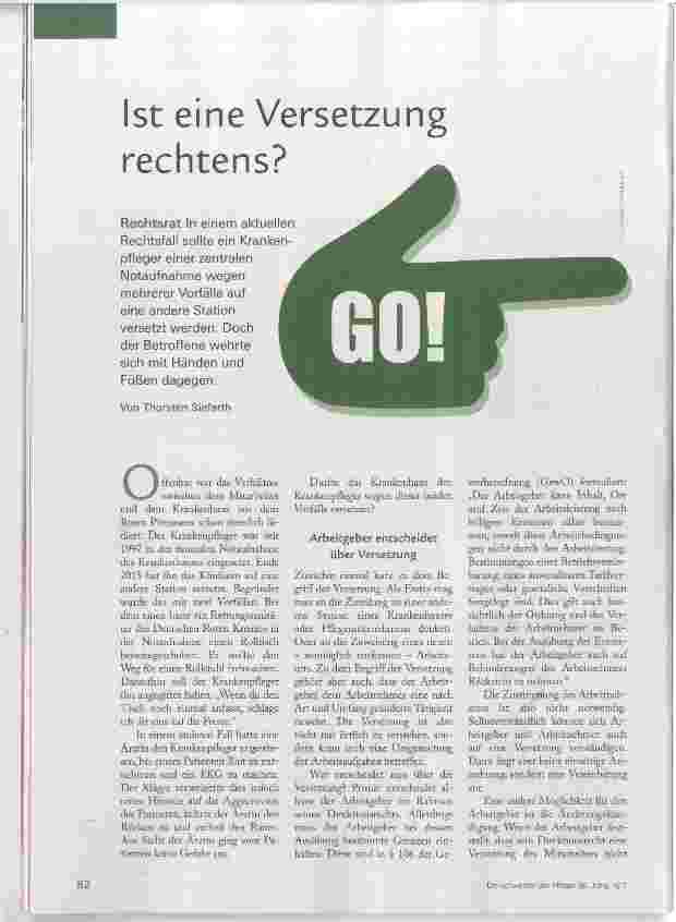 Vorschauseite 1: Ist eine Versetzung rechtens?