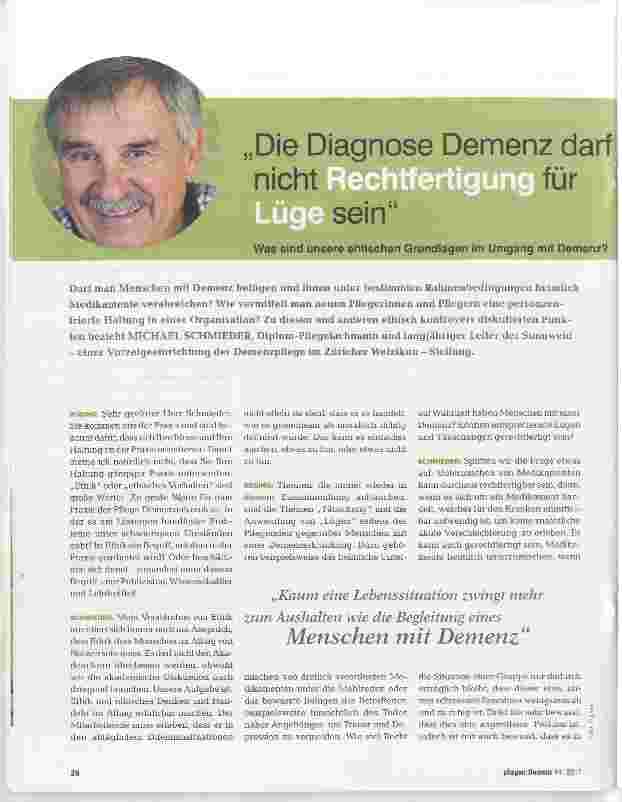 Vorschauseite 1: Die Diagnose Demenz darf nicht Rechtfertigung für Lüge sein