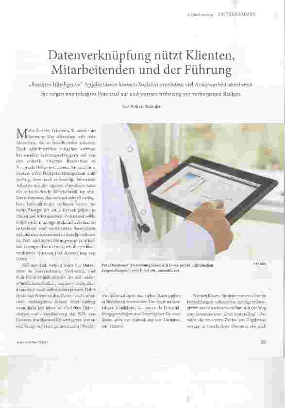 Vorschauseite 1: Datenverknüpfung nützt Klienten, Mitarbeitenden und der Führung