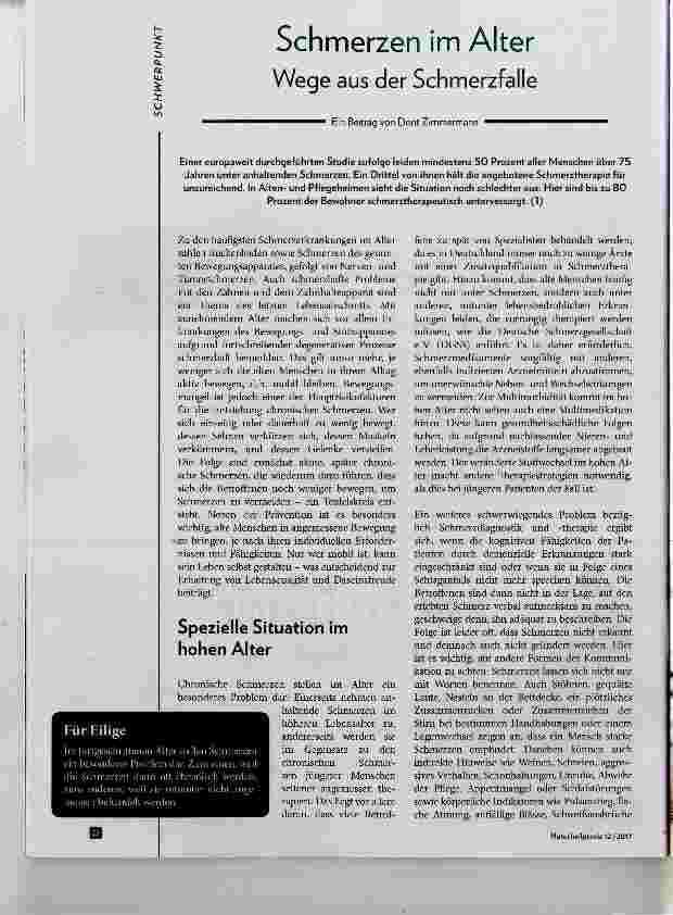 Vorschauseite 1: Schmerzen im Alter