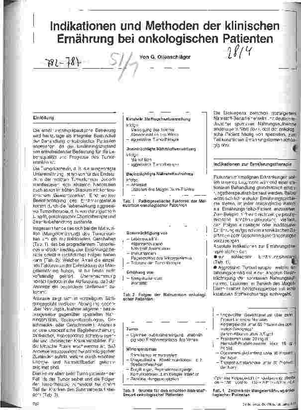 Vorschauseite 1: Indikationen und Methoden der klinischen Ernährung bei onkologischen Patienten