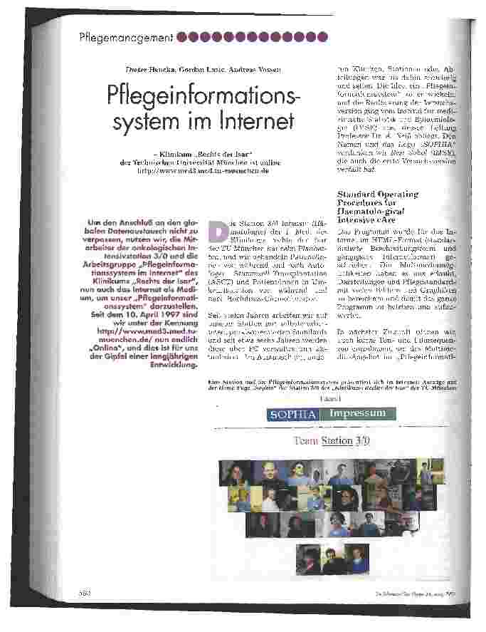 Vorschauseite 1: Pflegeinformationssystem im Internet Klinikum Rechts der Isar der Technischen Universität München ist online