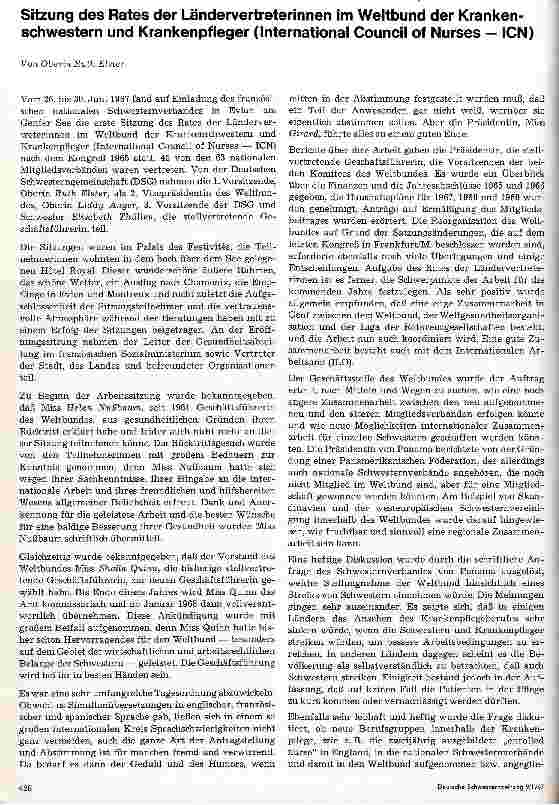 Vorschauseite 1: Sitzung des Rates der Ländervertreterinnen im Weltbund der Krankenschwestern und Krankenpfleger