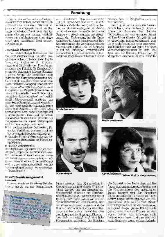 Vorschauseite 2: Wie mißt man Pflegequalität? SBK-Forschungstagung 1987