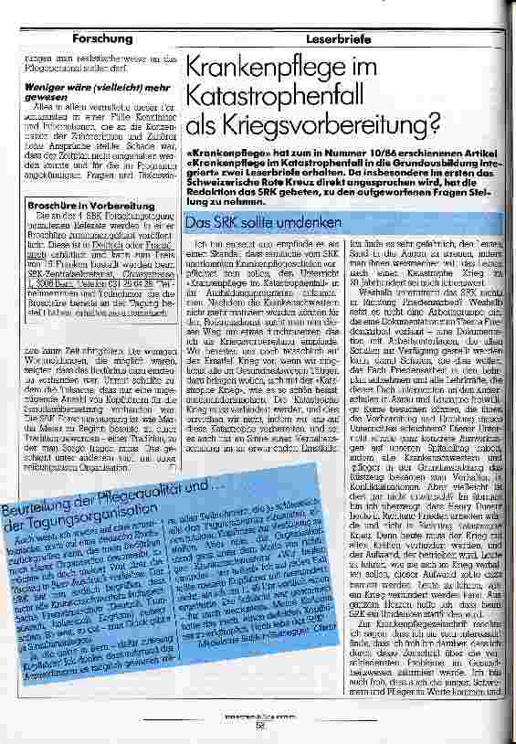 Vorschauseite 3: Wie mißt man Pflegequalität? SBK-Forschungstagung 1987