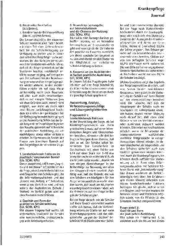 Vorschauseite 2: Studie zur Situation der praktischen Ausbildung auf Intensivstationen Ein Klärungsversuch