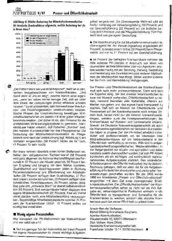 Vorschauseite 3: Kommunikation in Krankenhäusern Erste repräsentative Untersuchung zur Presseund Öffentlichkeitsarbeit in hessischen Krankenhäusern
