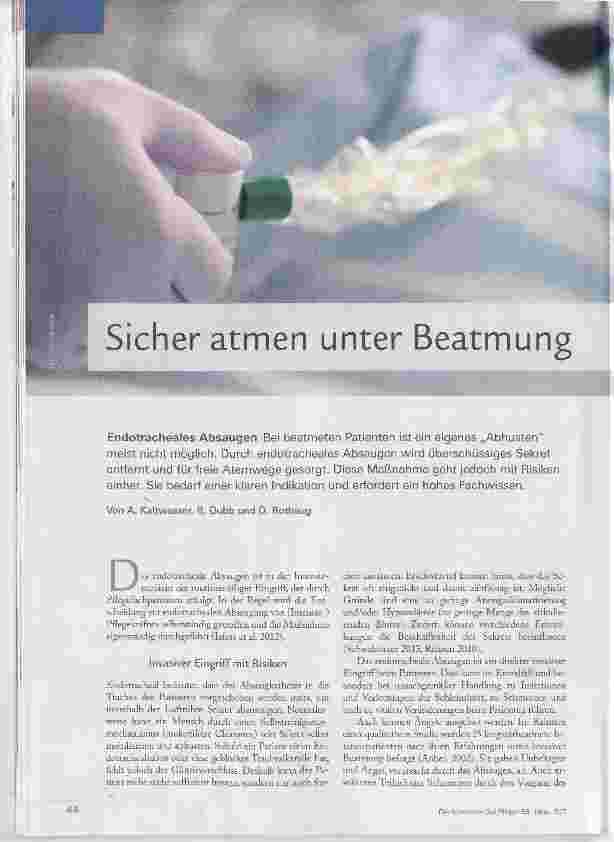Vorschauseite 1: Sicher atmen unter Beatmung