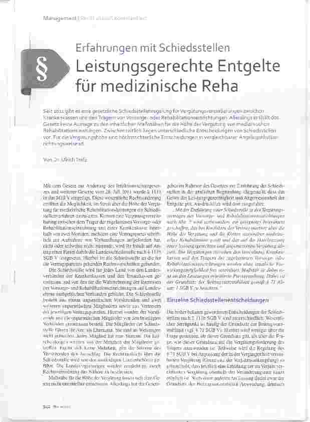 Vorschauseite 1: Leistungsgerechte Entgelte für medizinische Reha