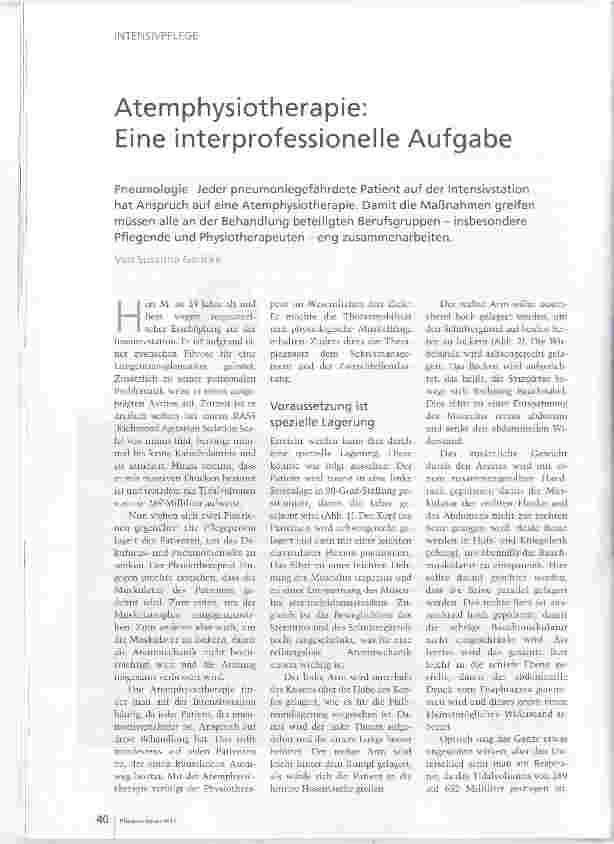 Vorschauseite 1: Atemphysiotherapie: Eine interprofessionelle Aufgabe