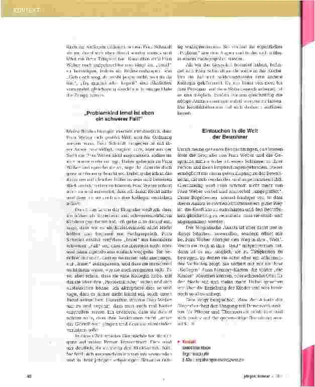 Vorschauseite 3: Der biografische Ansatz -ein Schlüssel zur Welt der Demenzerkrankten